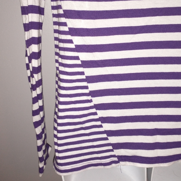 Nollie Purple and White Striped Long Sleeve Top Ladies Size Medium - Picture 4 of 5